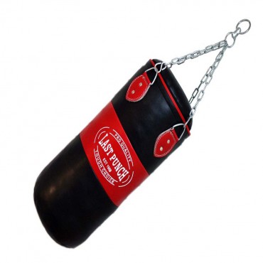 Heavy Duty Red & Black Filled Punching Bag - Large With Chains