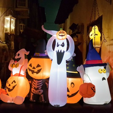 6 Ft. Halloween Inflatable Air Blown Ghost With Pumpkin