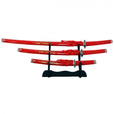 3 Piece Japanese Samurai Katana Sword Set Ninja