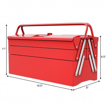 20 In. Portable 5 Trays Mechanic Garage Steel Cantilever Tool Box