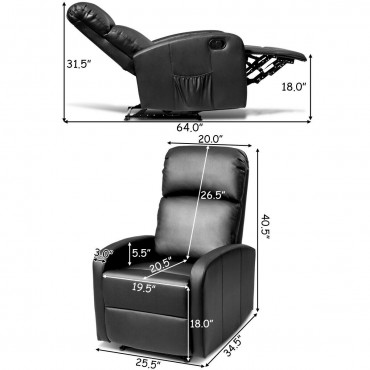 PU Leather Padded Seat Massage Recliner Chair