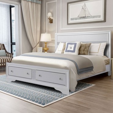 Home Platform Wood Bed Frame With 2 Drawers