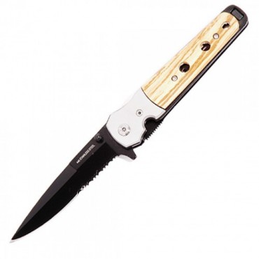 8.5 in. Carbon steel wood handle pocket Spring Assisted Knife