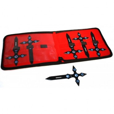 Set of 6 Black 7 in. Throwing Knives With Carrying Case