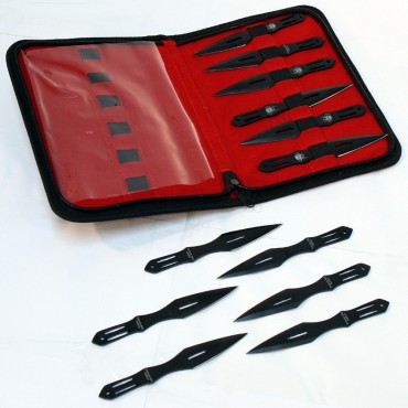 Set of 12 Black 5.5 in. Throwing Knives With Carrying Case