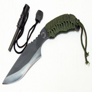 7 in. Hunting Knife Black Tactical Carbon Steel Blade