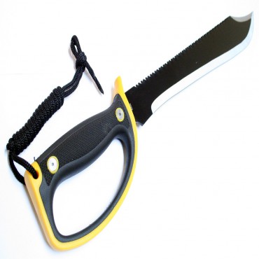 23.5 in. Black & Silver Machete with A Black Yellow Handle and Sheath