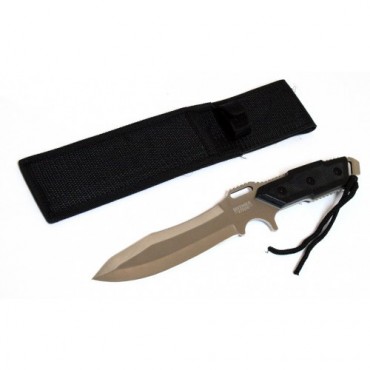 Full Tang 12 in. Silver Combat Ready Hunting Knife With Sheath