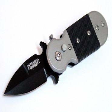 5 in. S/A  Black & Gray Color Mini Push Button Knife Metal Handle W/Belt Clip