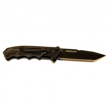 8 in. S/A All Black Stainless Steel Blade Pocket Knife Metal Handle W/ Belt Clip