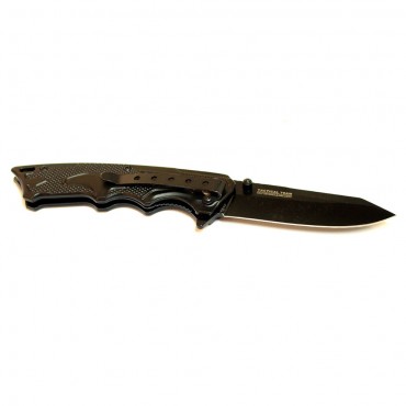 8 in. Black Stainless Steel Blade S/A Pocket Knife Metal Handle W/ Belt Clip