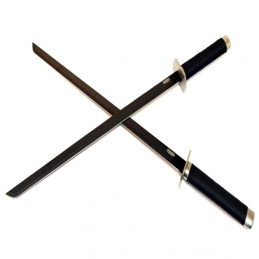 2Pc Black Stainless Steel Ninja Assassin Twin Swords Set
