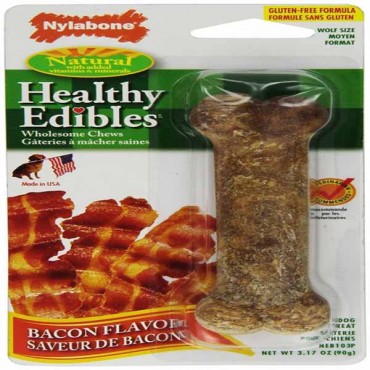 Nylabone Healthy Edibles Wholesome Dog Chews - Bacon Flavor - Wolf - 1 Pack - 4 Pieces