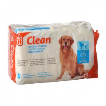 Dog It Clean Disposable Diapers - X-Large - 12 Pack - 55-90 lb Dogs - 20-26 in. Waist