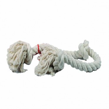 Flossy Chews 3 Knot Tug Toy Rope for Dogs - White - X-Large - 36 in. Long