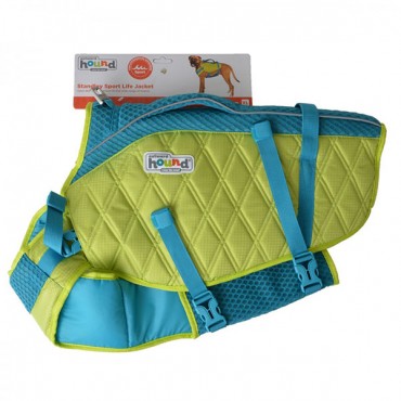 Outward Hound Standley Sport Life Jacket for Dogs - Green and Blue - X-Large - 85-100 lbs - 33 in. - 44 in. Girth