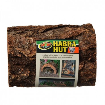 Zoo Med Habba Hut Natural Half Log with Bark Shelter - X-Large - 9 in. L x 9.25 in. W x 4 in. H