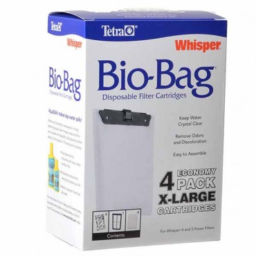 Tetra Bio-Bag Disposable Filter Cartridges - X-Large - For Whisper 4 and 5 Power Filters - 4 Pack