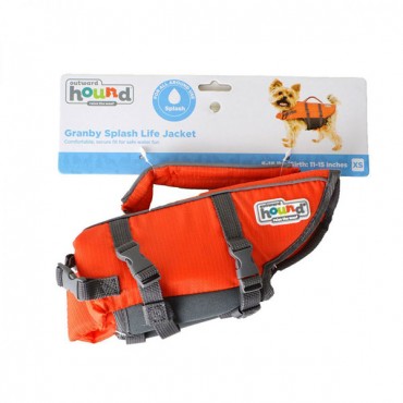 Outward Hound Pet Saver Life Jacket - Orange and Black - X-Small - Dogs 11-18 lbs - Girth 15 in. - 19 in.