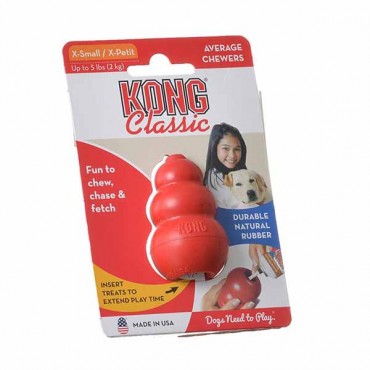 Kong Classic Dog Toy - Red - X-Small - Dogs up to 5 lbs - 2.25 in. Tall x .5 in. Diameter - 3 Pieces
