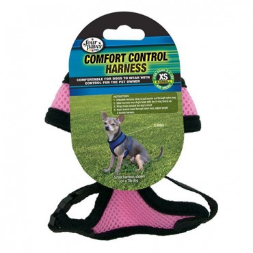 Four Paws Comfort Control Harness - Pink - X - Small - For Dogs 3-4 lbs - 11 in. - 13 in. Chest and 7 in. - 8 in. Neck