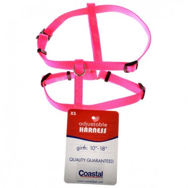 Tuff Collar Nylon Adjustable Dog Harness - Neon Pink - X - Small - Girth Size 10 in. - 14 in.