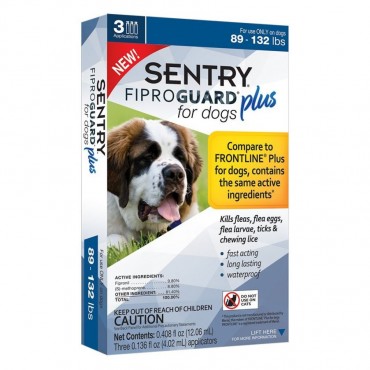 Sentry Fiproguard Plus IGR for Dogs and Puppies - X-Large - 3 Applications - Dogs 89-132 lbs