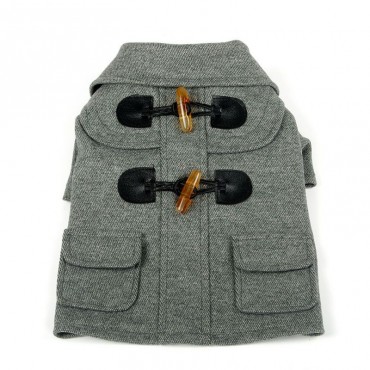 Pet Life Military Grey Rivited Wool Dog Coat - X-Small - 8 Neck to Tail