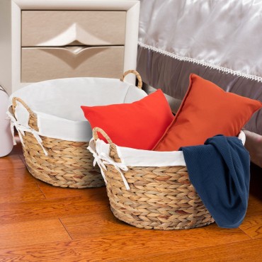 Set Of 2 Large Seagrass Laundry Storage Basket