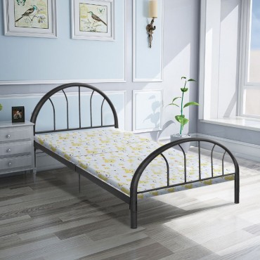 83 In. x 42 In. x 35 In. Sliver/Black Twin Size Metal Bed Frame