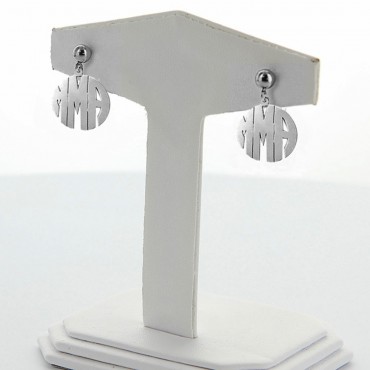 Sterling Silver Block Letter Monogram Earrings