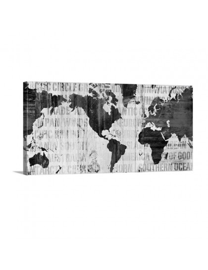 Crate World Map Neutral Wall Art - Canvas - Gallery Wrap