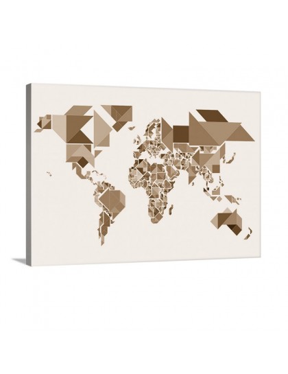 Tangram Abstract World Map Wall Art - Canvas - Gallery Wrap