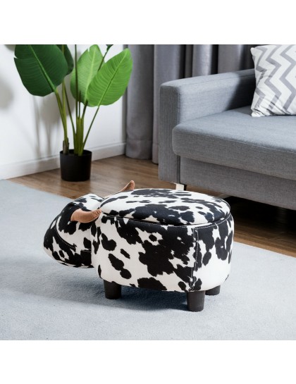 Cow Shape Upholstered Ride-On Storage Ottoman Footrest