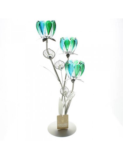 Triple Peacock Bloom Candle Holder