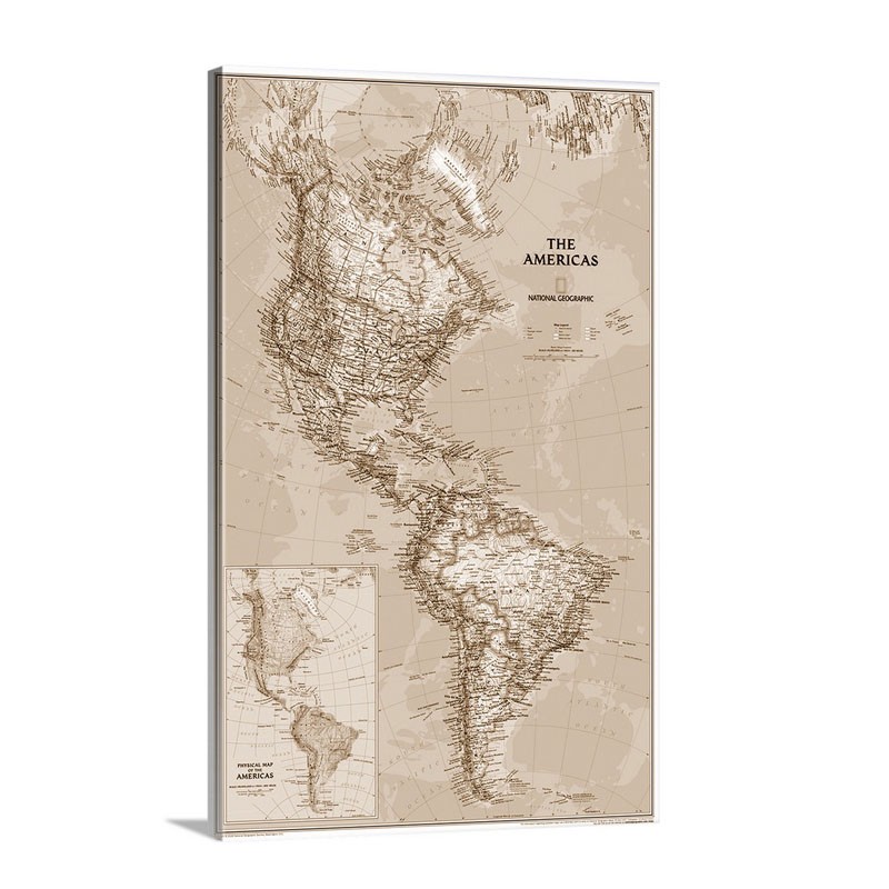 Ngs Political Map Of The Americas Wall Art Canvas Gallery Wrap 3998